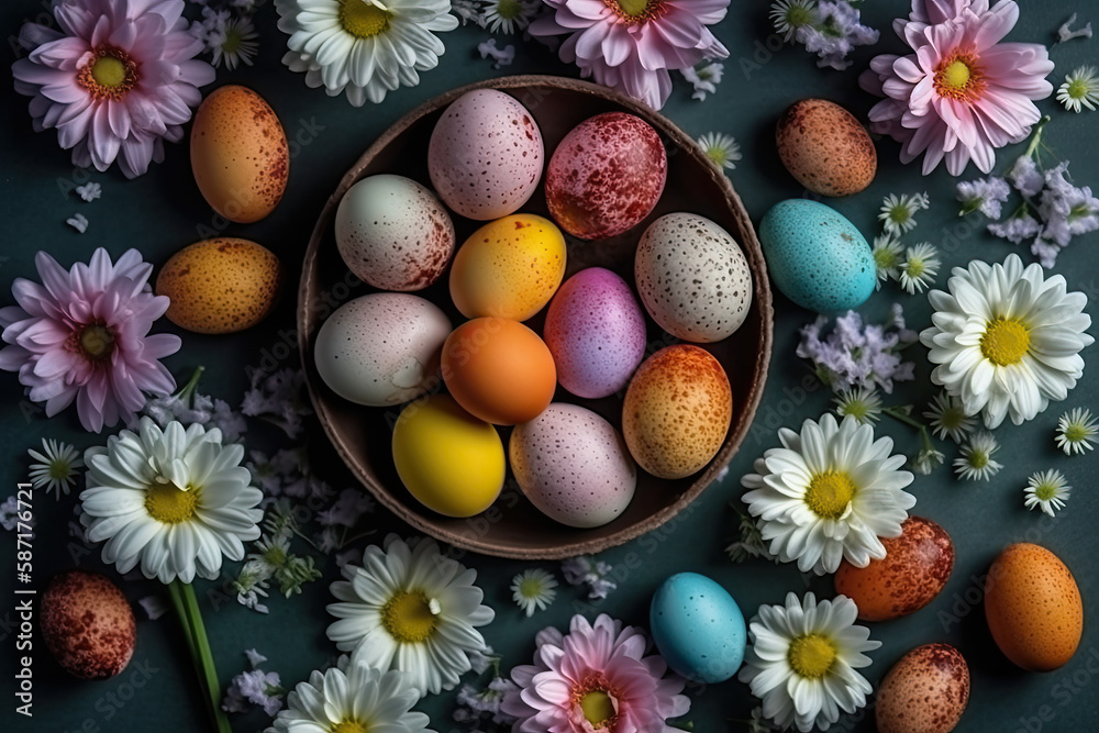 Easter eggs, decoration, basket, nest Easter eggs, decoration, basket, nest