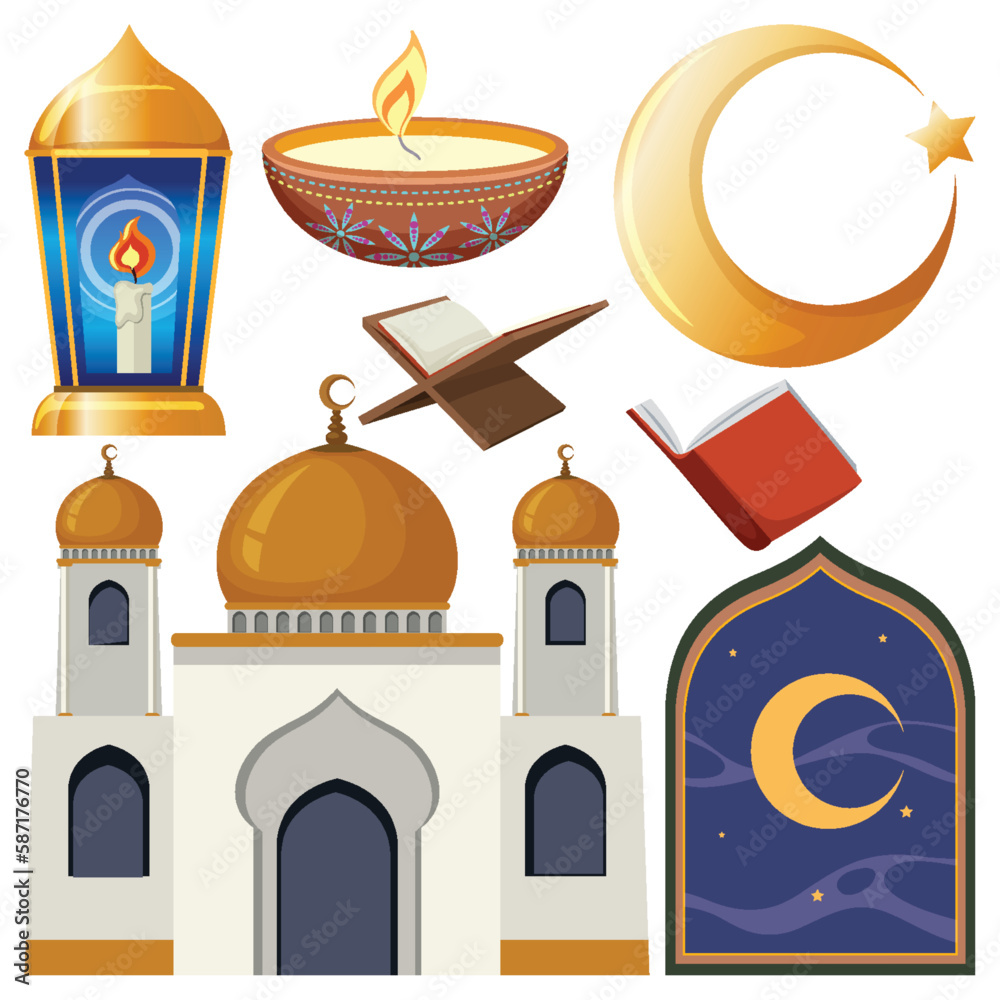 Islamic objects and elements set