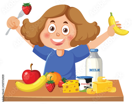 Girl eating healthy breakfast