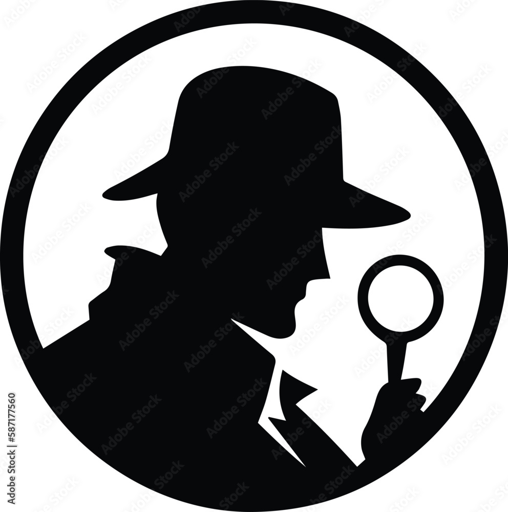 Detective Logo Monochrome Design Style
 - obrazy, fototapety, plakaty 