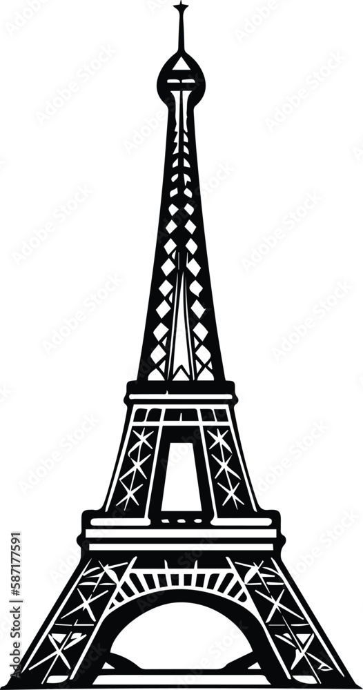 Eiffel Tower Logo Monochrome Design Style
