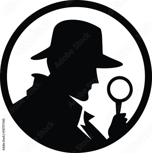 Detective Logo Monochrome Design Style 