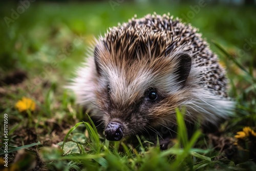 cute hedgehog up close and personal. Generative AI