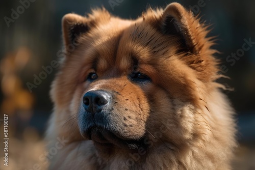 Canis lupus familiaris, a Chow Chow dog. Generative AI