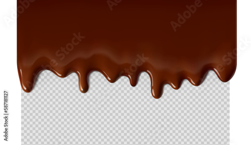 Hyper realistic melted chocolate drops. Vector illustration. Сan easily be used for different backgrounds. Great for your design. EPS10.