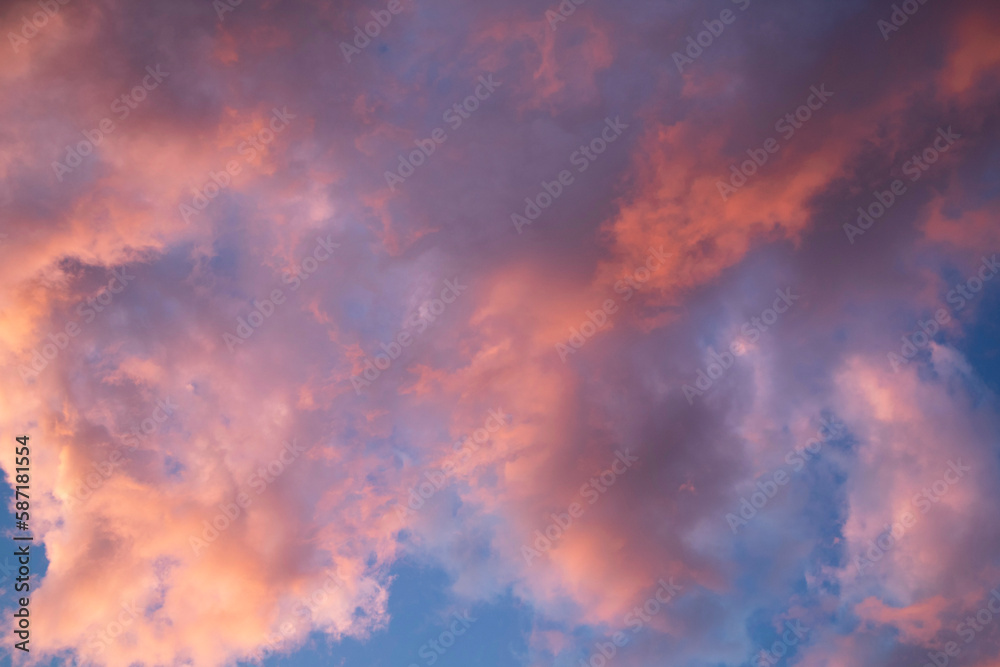 Photographic shot of the colors of the clouds at sunset