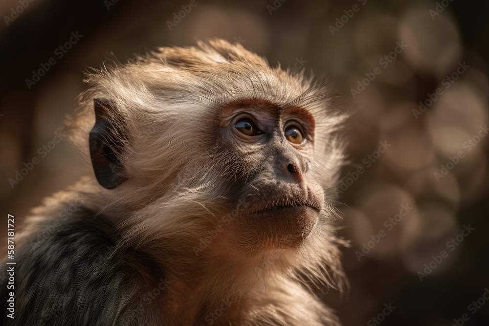 photograph of a monkey in the wild. Generative AI photograph of a monkey in the wild. Generative AI