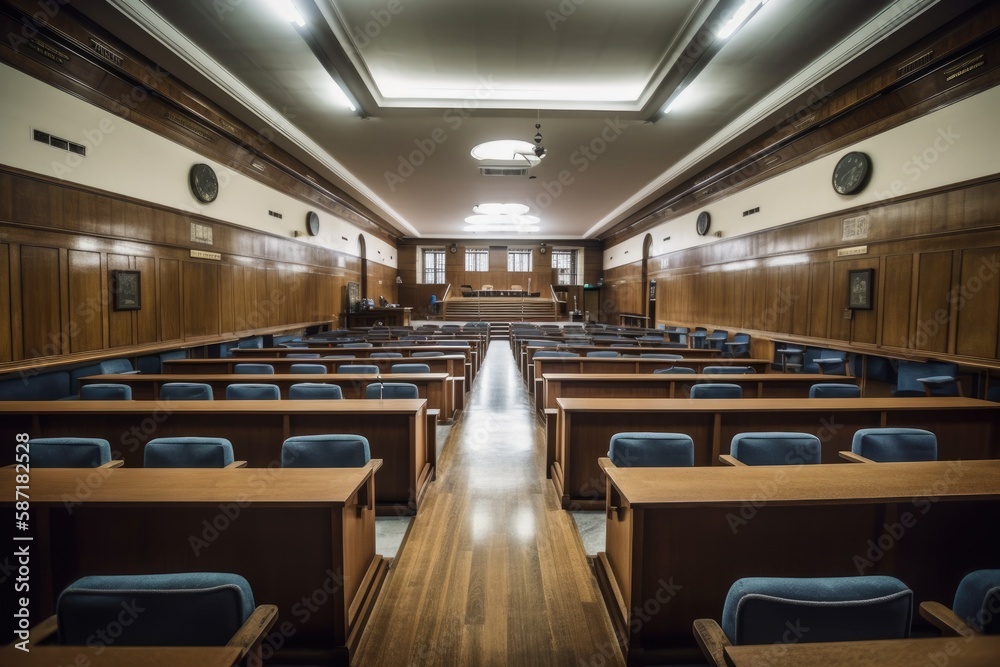 Empty college lecture hall in university. Generative AI Empty college lecture hall in university. Generative AI