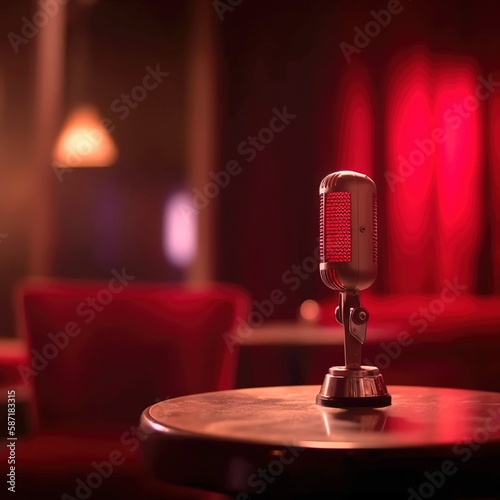 Captivating Talk Show Radio & Podcast Concept in a Red-Hued Cocktail Lounge -  Regenerative AI