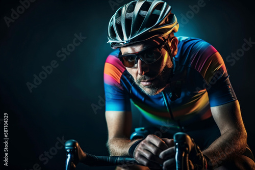 Cyclist dramatic portrait, created with generative AI