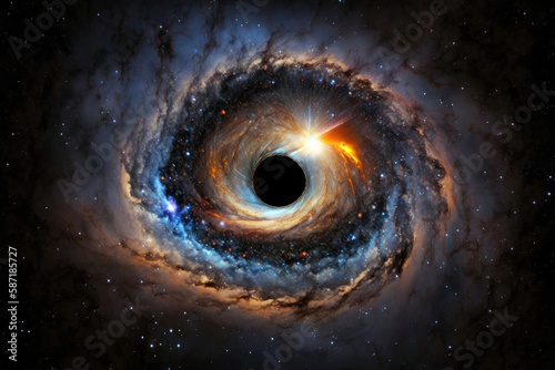 A Galaxy With A Black Hole At Its Center. Generative AI