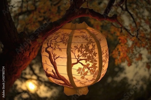 A Paper Lantern To Hang From A Tree. Generative AI