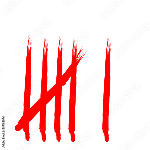 Red Tally Marks, Numberic, Tradisional Number
