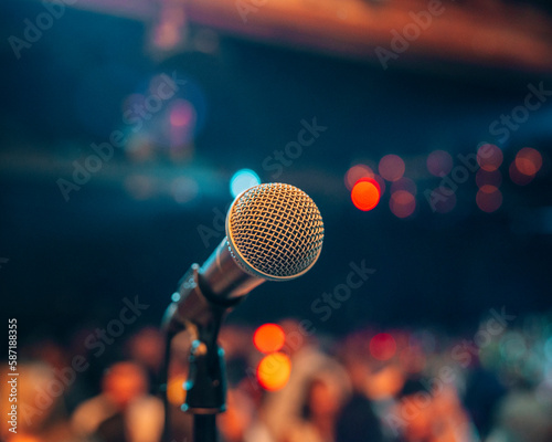 microphone on stage scene concert music live party © Cavan