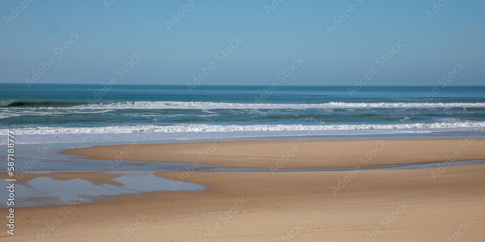 natural beach sandy coast sea low tide on sand ocean