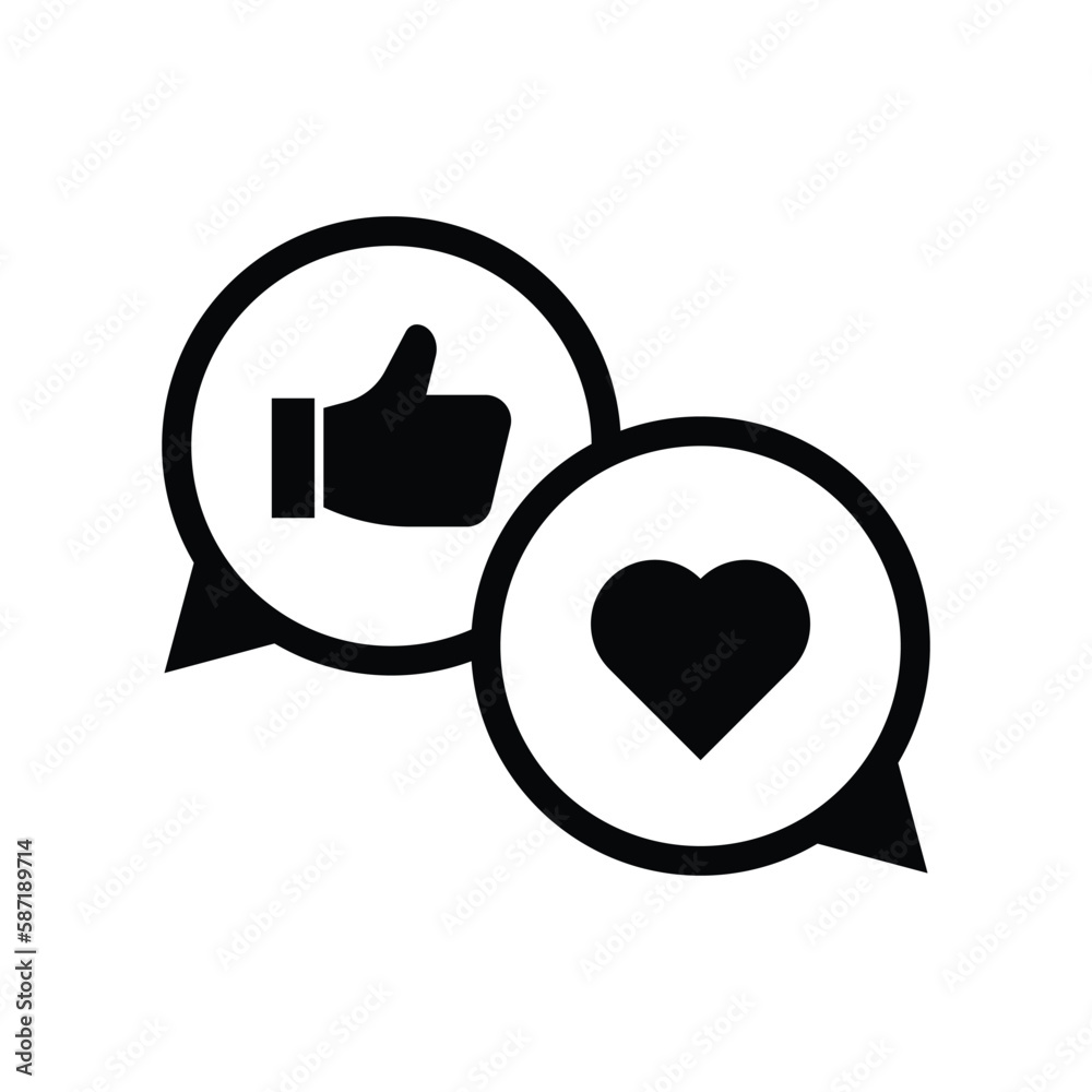 Obraz premium Thumb up and heart icon. Vector like and love icon. Ready like and love button. isolated on white background. vector illustration