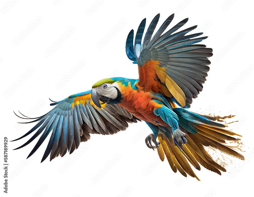blue and yellow macaw ara ararauna on a transparent background For decorating projects easily. generative AI