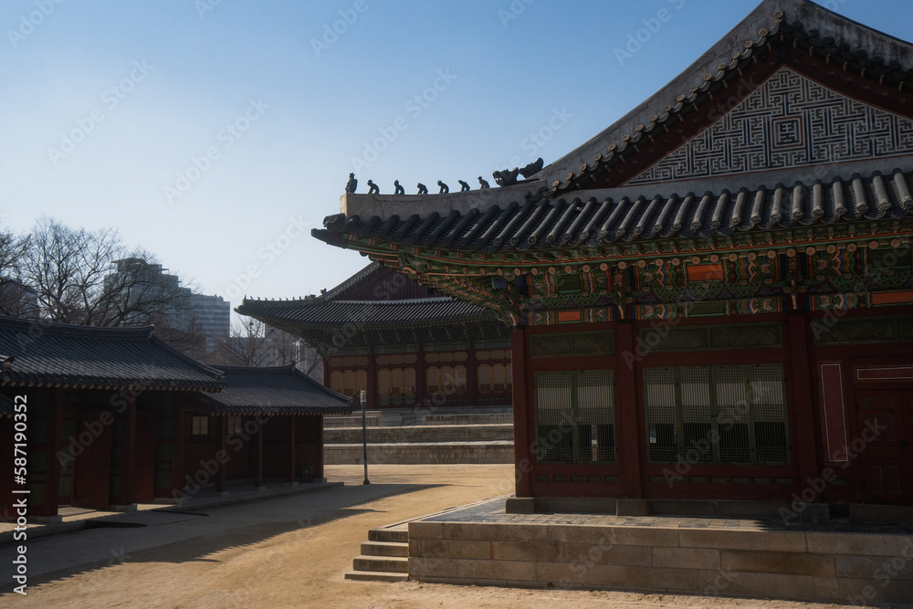 Deoksugung Palace and Deokhongjeon with Hamnyeongjeon during winter afternoon at Jung-gu , Seoul South Korea : 8 February 2023