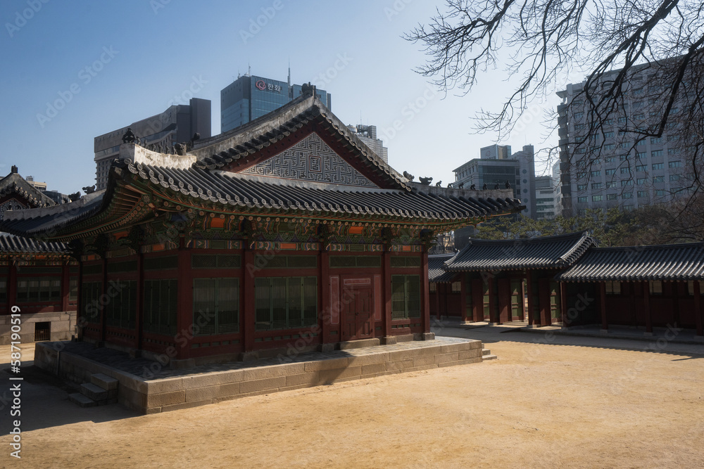Deoksugung Palace during winter afternoon at Jung-gu , Seoul South Korea : 8 February 2023 Deoksugung Palace during winter afternoon at Jung-gu , Seoul South Korea : 8 February 2023