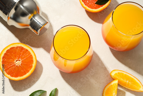 Orange cocktail, concept of fresh delicious summer citrus cocktail