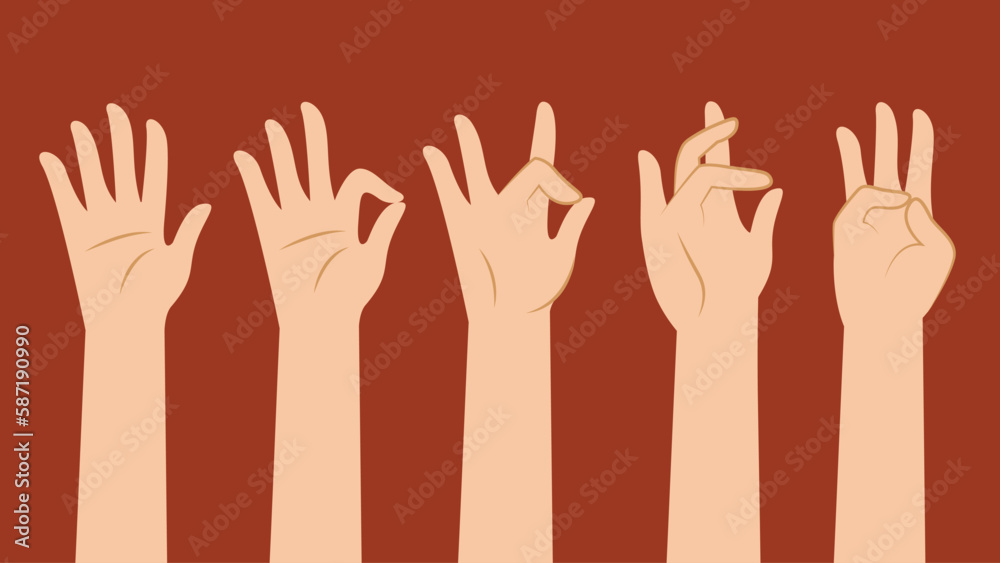 Fototapeta premium Hands showing ok sign. Vector illustration in flat design style.