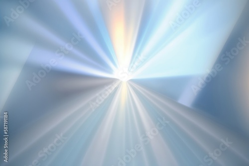 Defocused Pale Blue Background With Rays From The Corner Of The Prism Light. Generative AI