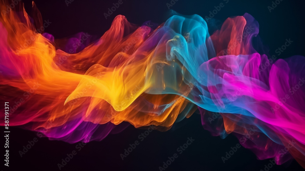 Waves of colorful plasma flowing smoothly. Illustration. Generative AI Waves of colorful plasma flowing smoothly. Illustration. Generative AI