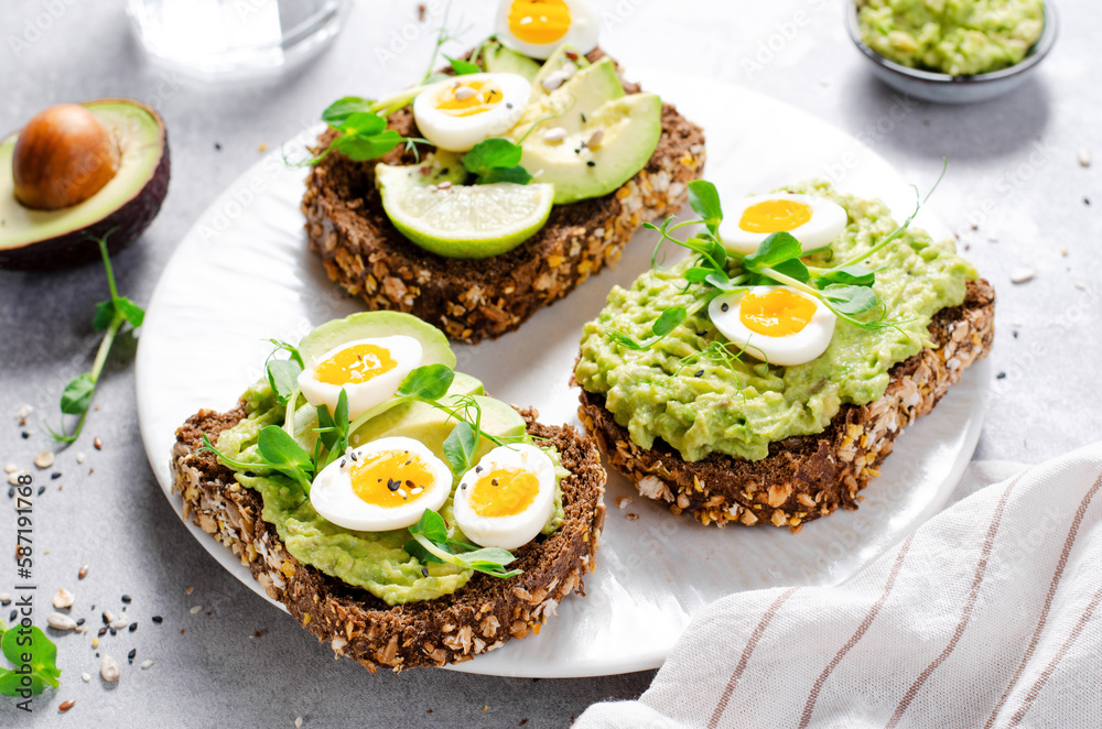 Avocado and Quail Egg Toasts, Healthy Snack or Breakfast Avocado and Quail Egg Toasts, Healthy Snack or Breakfast