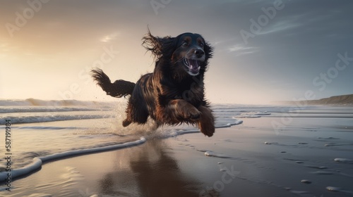 dog jumping while running. Created with generative AI.