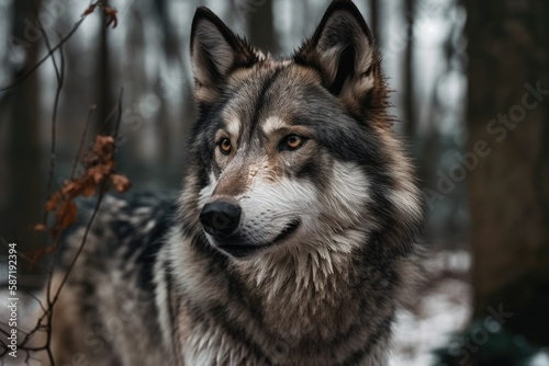 Wolf Animal, Grey. Generative AI © AkuAku