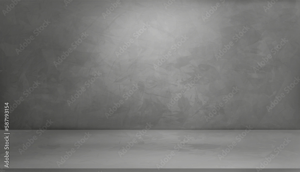 Grey cement wall texture background with light and shadow,3D Empty Studio Interior background,Vector Backdrop Gray Cement texture wall with light on Concrete floor,Display for Product Presentation Grey cement wall texture background with light and shadow,3D Empty Studio Interior background,Vector Backdrop Gray Cement texture wall with light on Concrete floor,Display for Product Presentation