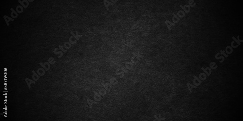 Old dark black grunge wall texture cement dark black gray backdrop background. dark black background texture with black vignette in old vintage textured border design. 