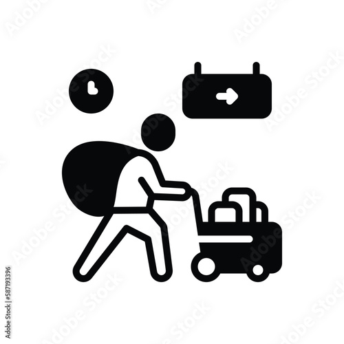 Black solid icon for carried 