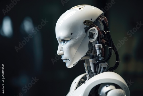 Humanoid Robot With A Feminine Appearance, Designed For Social Interaction And Companionship. Generative AI