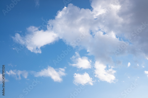 Blue sky with white clouds.