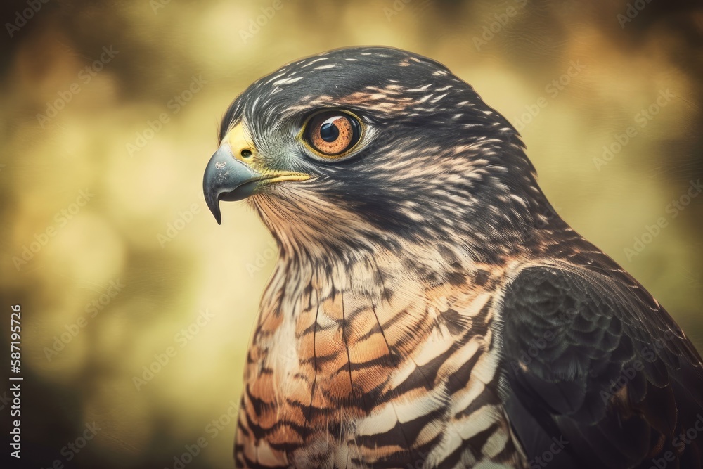 Sparrow hawk (Accipiter nisus), European birds, retro style effect. Generative AI Sparrow hawk (Accipiter nisus), European birds, retro style effect. Generative AI