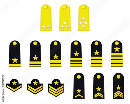Royal Thai Airforce ranks, military marks in modern flat style vector.