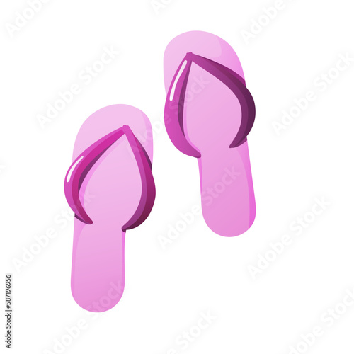 Pink flip flops isolated on white background. Vector illustration in cartoon style