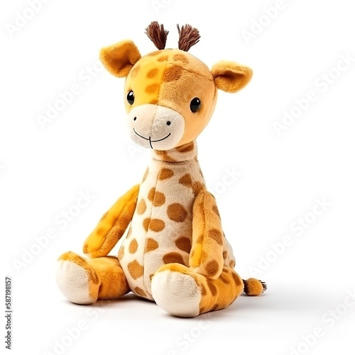 Cute giraffe plus toy animal toy with white background  animal doll with Generative AI
