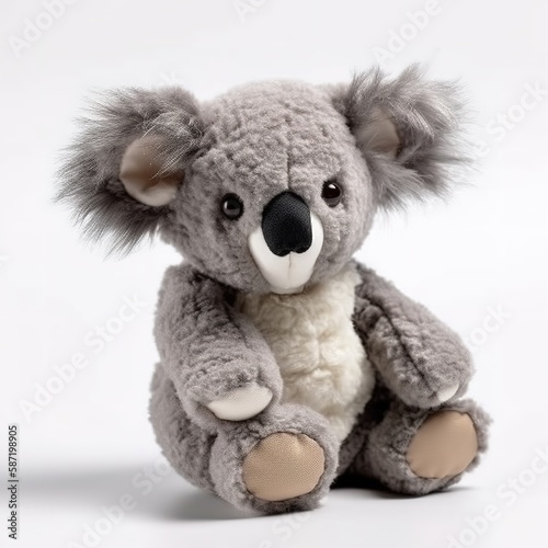 Cute koala plus toy animal toy with white background, animal doll with Generative AI