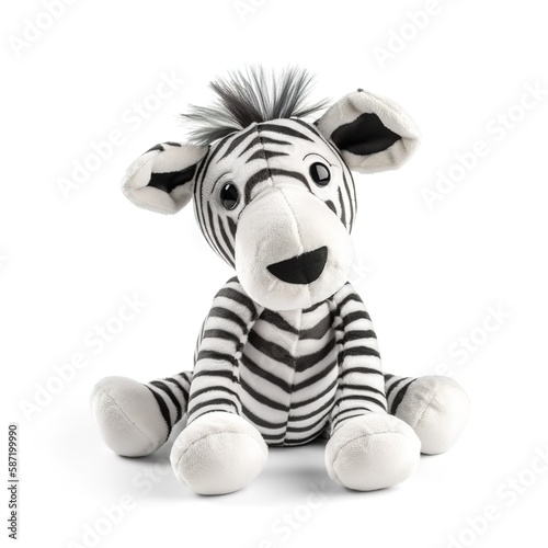 Cute zebra plus toy animal toy with white background  animal doll with Generative AI