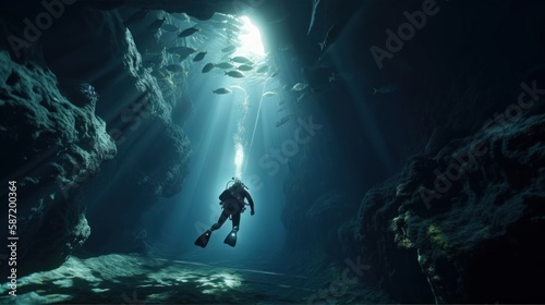 Discovering the Wonders of the Underwater World: Scuba Diver Exploration. Generative ai