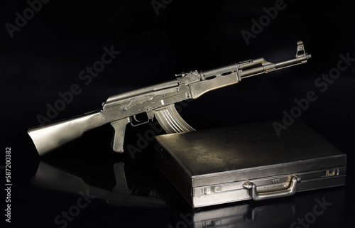 Golden AK-47 Kalashnikov assault rifle photo
