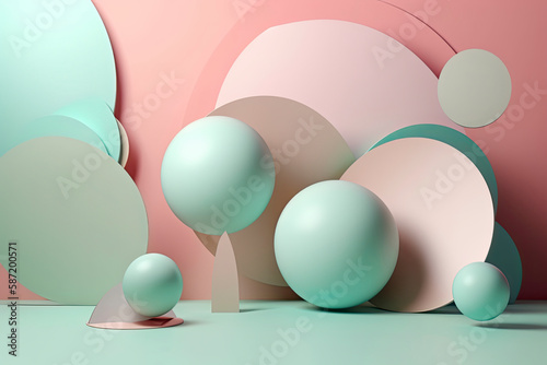 3d background with paper sheet. Place for text. Ball. Sphere. Bubble. Abstract wallpaper. Geometric shapes
