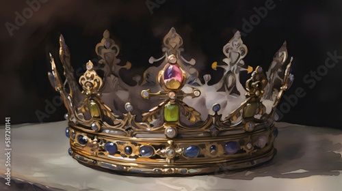 Royal monarchy jewel crown. Generative AI