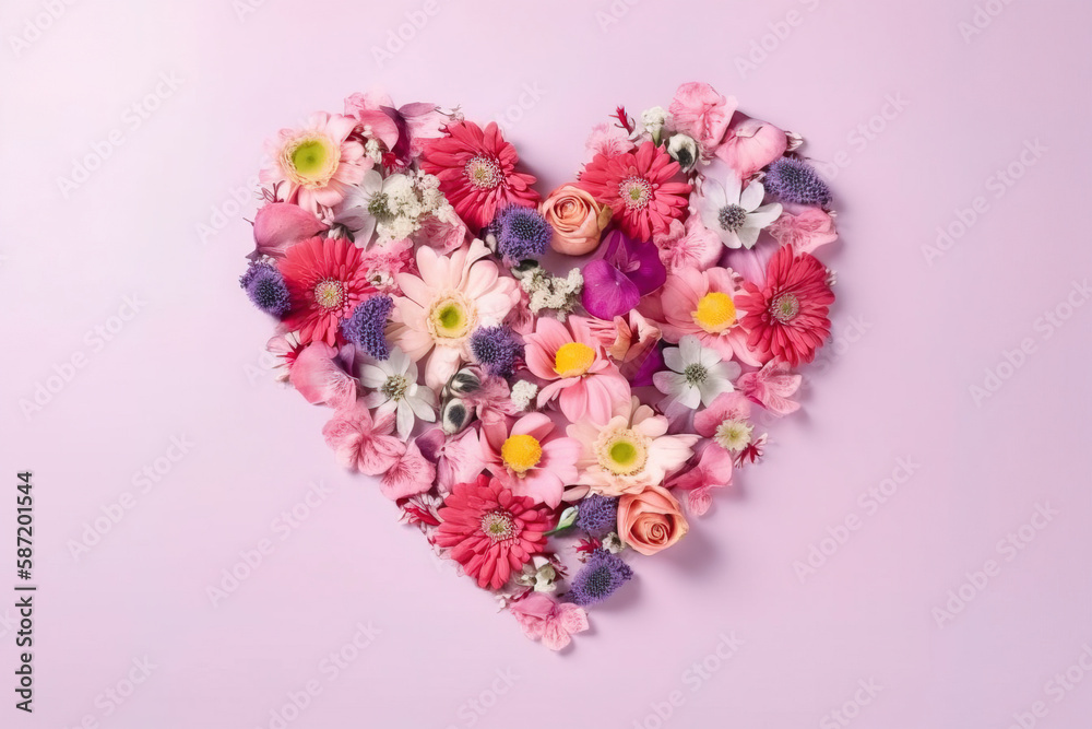 heart made of flowers, valentine motherday