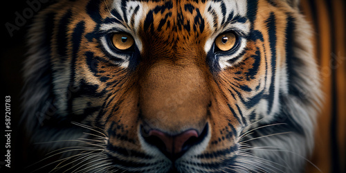 Tiger eyes extreme closeup photography. Generative AI