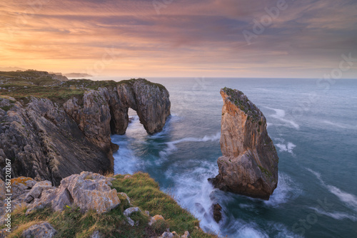 cliffs and rocks at sunset