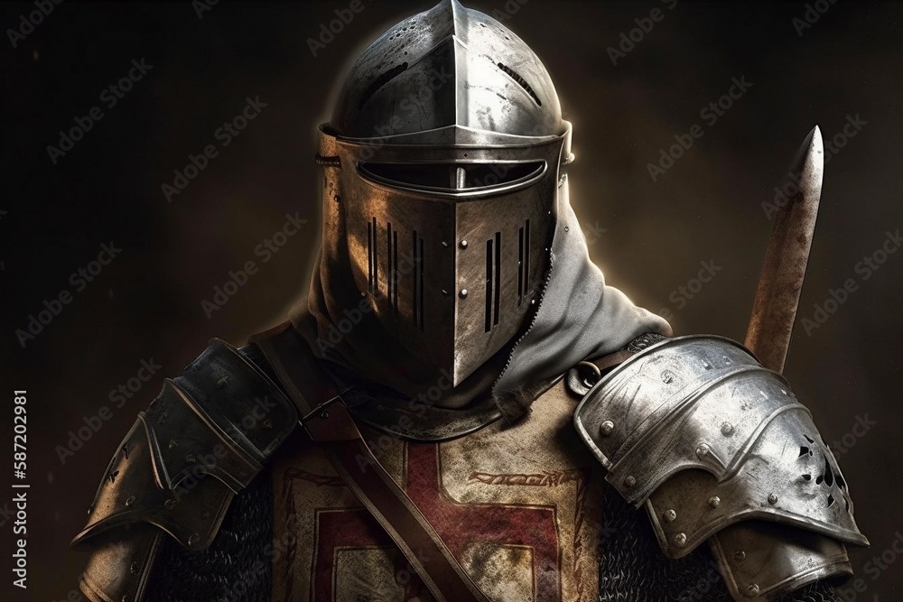 Naklejka premium Crusader knight, created with generative AI