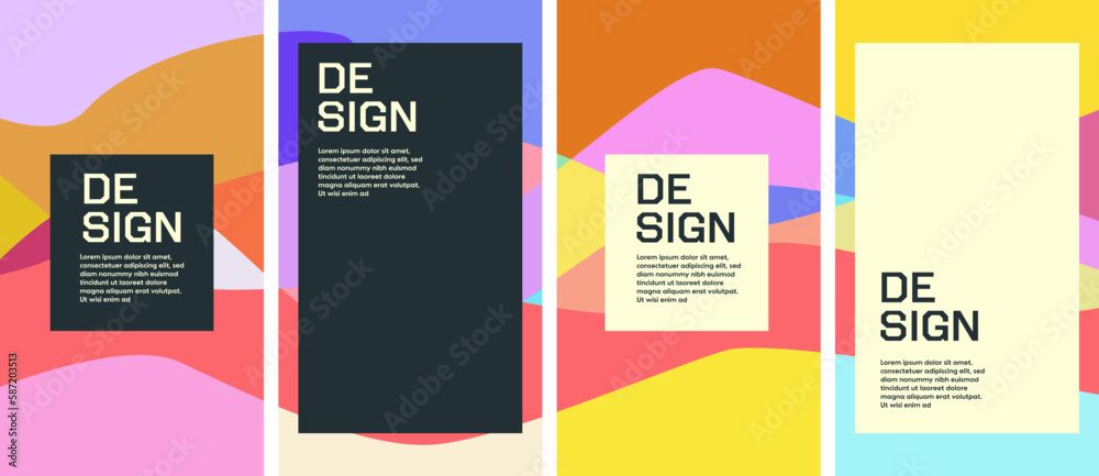 abstract flat full color background set